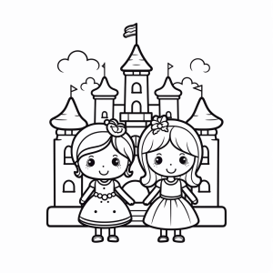 Princess castle - Fairytale princess castle to color in