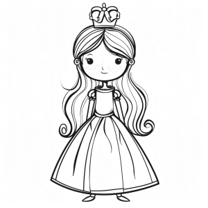 Princess coloring page - Picturesque crown princess - coloring page