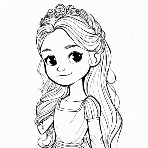 Princess coloring page - Crown-adorned princess to color in