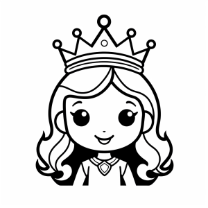 Princess crown - Smiling princess with crown to color in