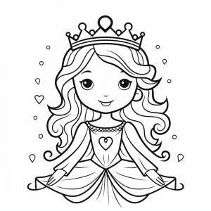 Princess dance - Dancing princess heart dress coloring page