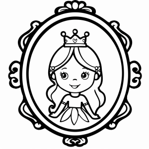 Princess Mirror - Fairytale princess in the mirror coloring page