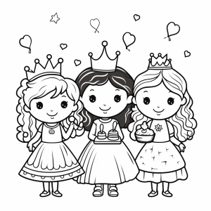 Princess party - Princess party coloring page