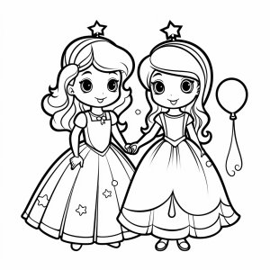 Princess party - Princess party coloring page