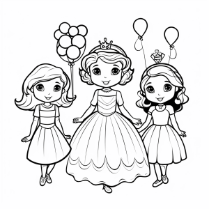 Princess party - Royal princess party to color in