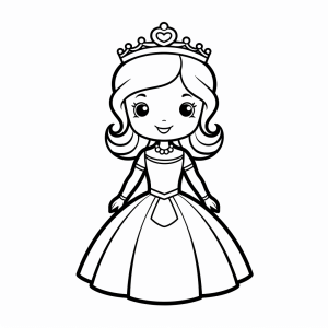 Princess - Princess with crown - coloring picture for children