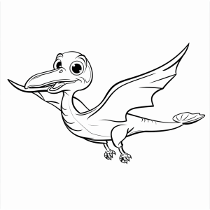 Pterodactyl in flight - Flying pterodactyl coloring picture