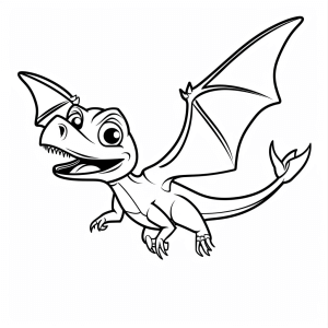 Pterodactyl in flight - Flying pterodactyl coloring picture