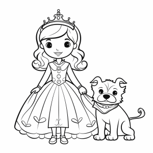 Queen - Queen and dog coloring page