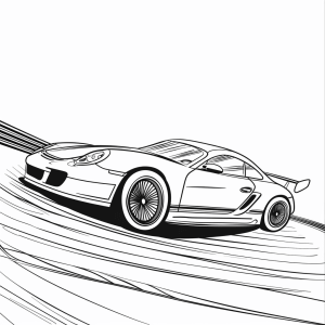 Racing car on the race track - Race car on the racetrack coloring page