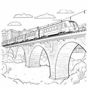 Railroad bridge - Railroad bridge ride coloring motif