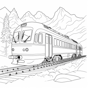 Railroad in landscape - Railroad coloring page in the mountain landscape