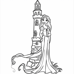 Rapunzel and the tower - Rapunzel's Tower coloring page