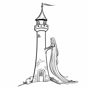 Rapunzel and the tower - Rapunzel and the magic tower - coloring page