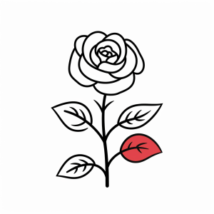 Red roses - Blooming roses drawing to color in