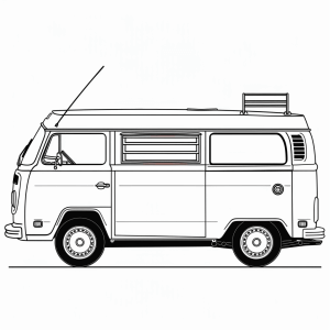 Retro camper van - Retro camping bus coloring picture