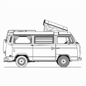 Retro camper van - Retro camper van coloring adventure