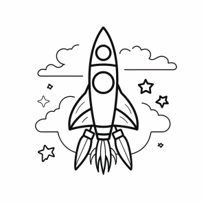 Rocket - Space rocket coloring page for kids