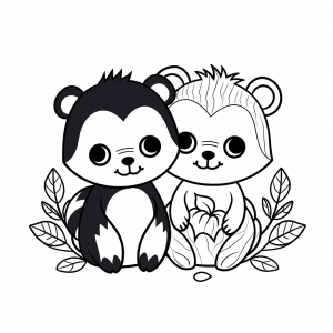 Rowing - Coloring picture with cute pandas in the meadow