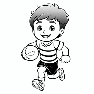 Rugby - Rugby action coloring picture for kids