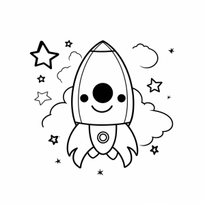 Running - Funny rocket coloring page for little astronauts