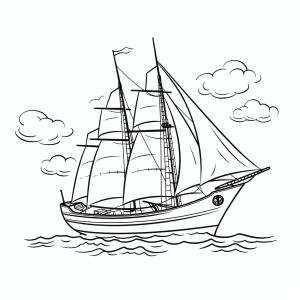 Sailing - Sailing adventure coloring picture for children