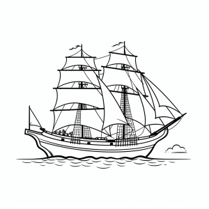 Sailing ship - Sailing ship coloring page for kids