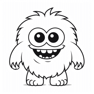 Scary monster - Creepy fluffy monster coloring picture