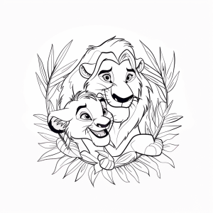 Simba and The Lion King - Simba and his father coloring picture