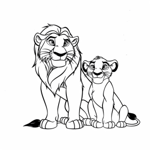 Simba and The Lion King - Simba and father safari coloring page