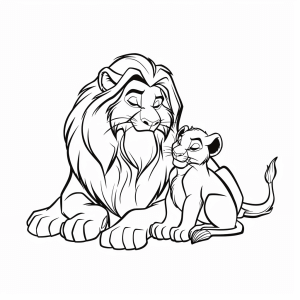 Simba and The Lion King - Lion family coloring page