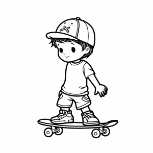 Skateboarding - Skateboard Action Coloring Page