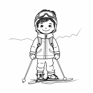 Skiing - Kids skier coloring picture