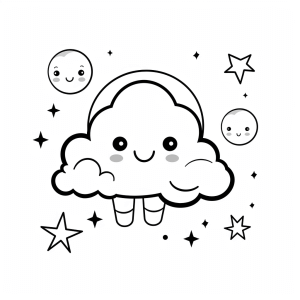 Sky - Cute cloud friends in the starry sky