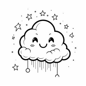 Sky - Coloring picture sky with smiling cloud and stars