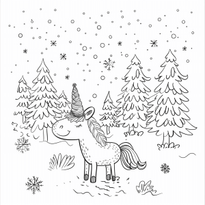 Snow unicorn in a winter landscape - Snow unicorn in a magical winter landscape