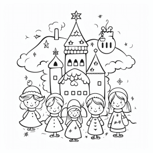 Snow White - Snow White at the fairytale castle coloring picture