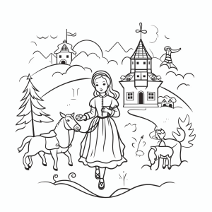 Snow White - Snow White in the fairytale world to color in