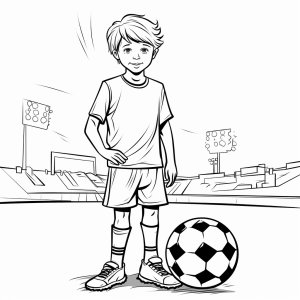 Soccer players in the stadium - Soccer player coloring page for kids