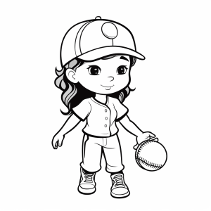 Softball - Softball player to color in