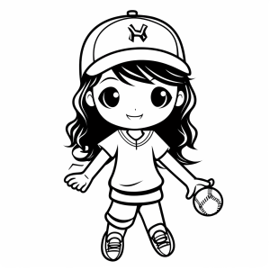 Softball - Softball player coloring picture