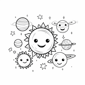 Solar system - Space adventure coloring page