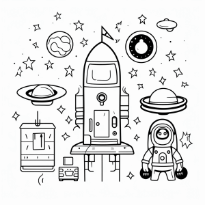 Space station - Galactic coloring page: Space station