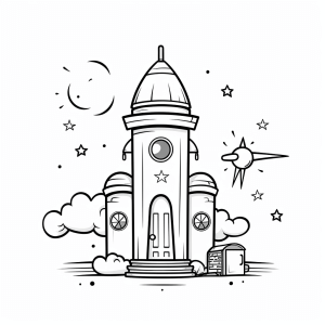 Space station - Space adventure coloring picture