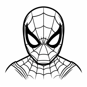 Spiderman face - Brave spider hero coloring picture