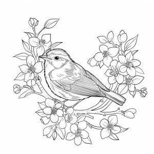 Spring bird - Spring bird drawing picture for children