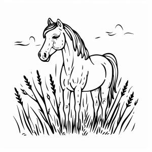 Stables and riding - Horse adventure in the stable coloring picture