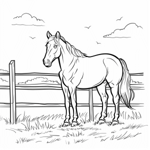 Stables and riding - Horse at the stable fence coloring picture