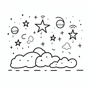 Starry sky - Starry sky coloring page for kids