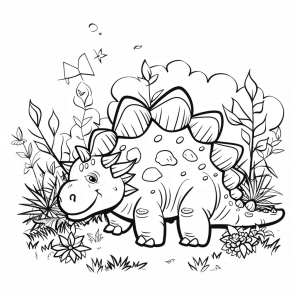 Stegosaurus in prehistory - Stegosaurus in the primeval world to color in